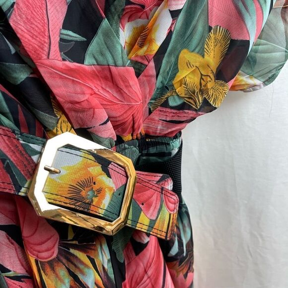 Tropical Kimono Chiffon Romper - Picture 9 of 10